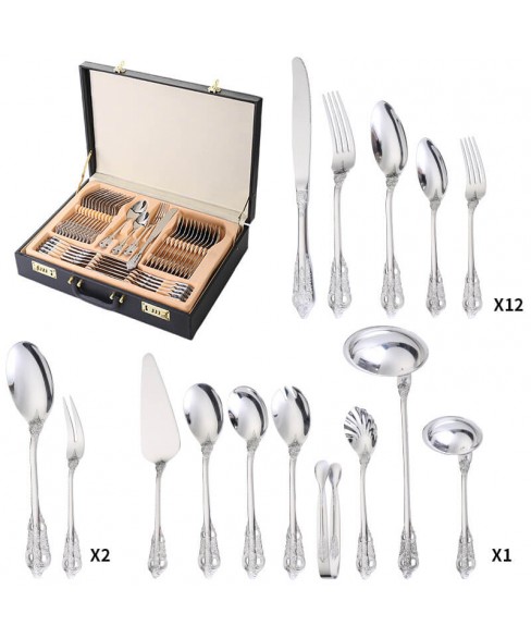 Family Collection 72 Piece 18/8 Flatware Silverware Set with Gift Carrying Case