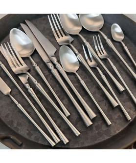 Brushed 304 Stainless Steel Cutlery Set, Waist Design Steak Knife Fork Spoon