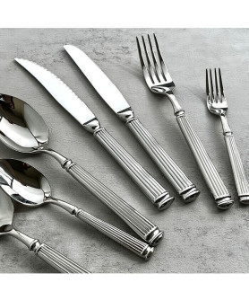 Roman Column Stainless Steel Cutlery 7-Piece Set, Forged Handle for Hotel Use